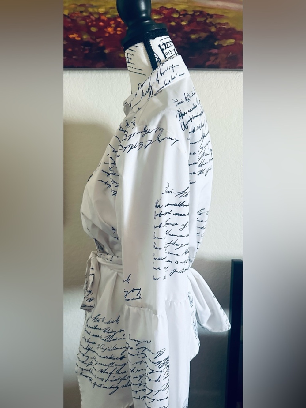 SHEIN White Blouse with Black Script Detail - Picture 3 of 5